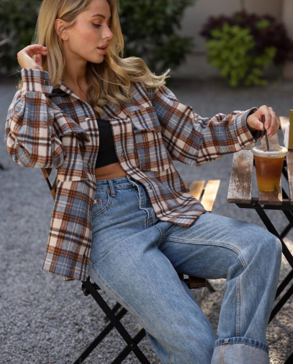 16 сорочка у клітинку байкова на кнопках